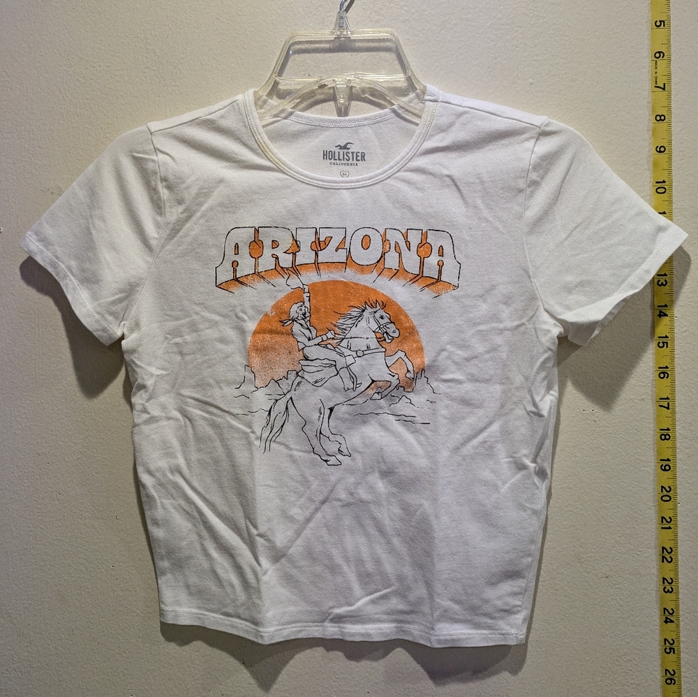 Hollister White Tee with Arizona Cowboy Graphic Size Medium